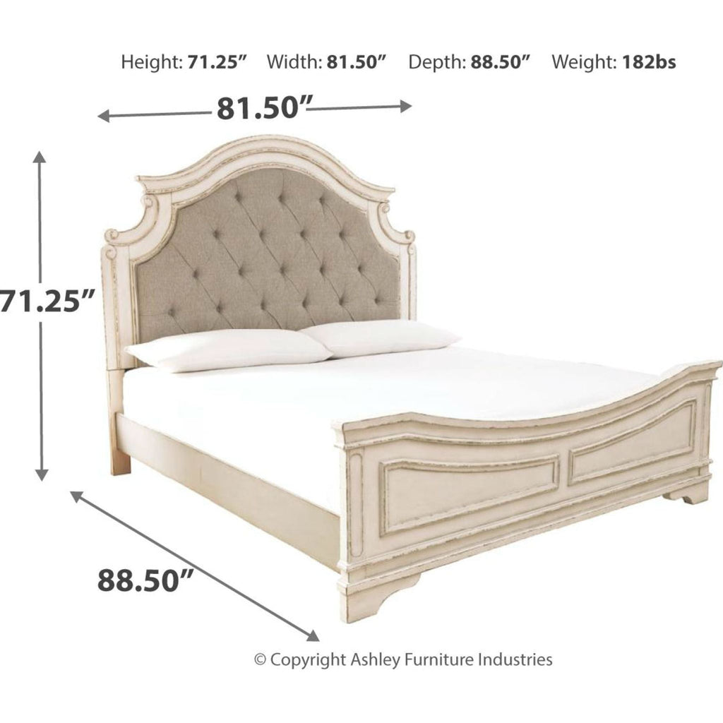 Realyn 5 Piece Queen Panel Bedroom - Chipped White
