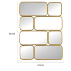 32 Inch Luxury Wall Decor Mirror, 8 Gold Finished Curved Metal Frames