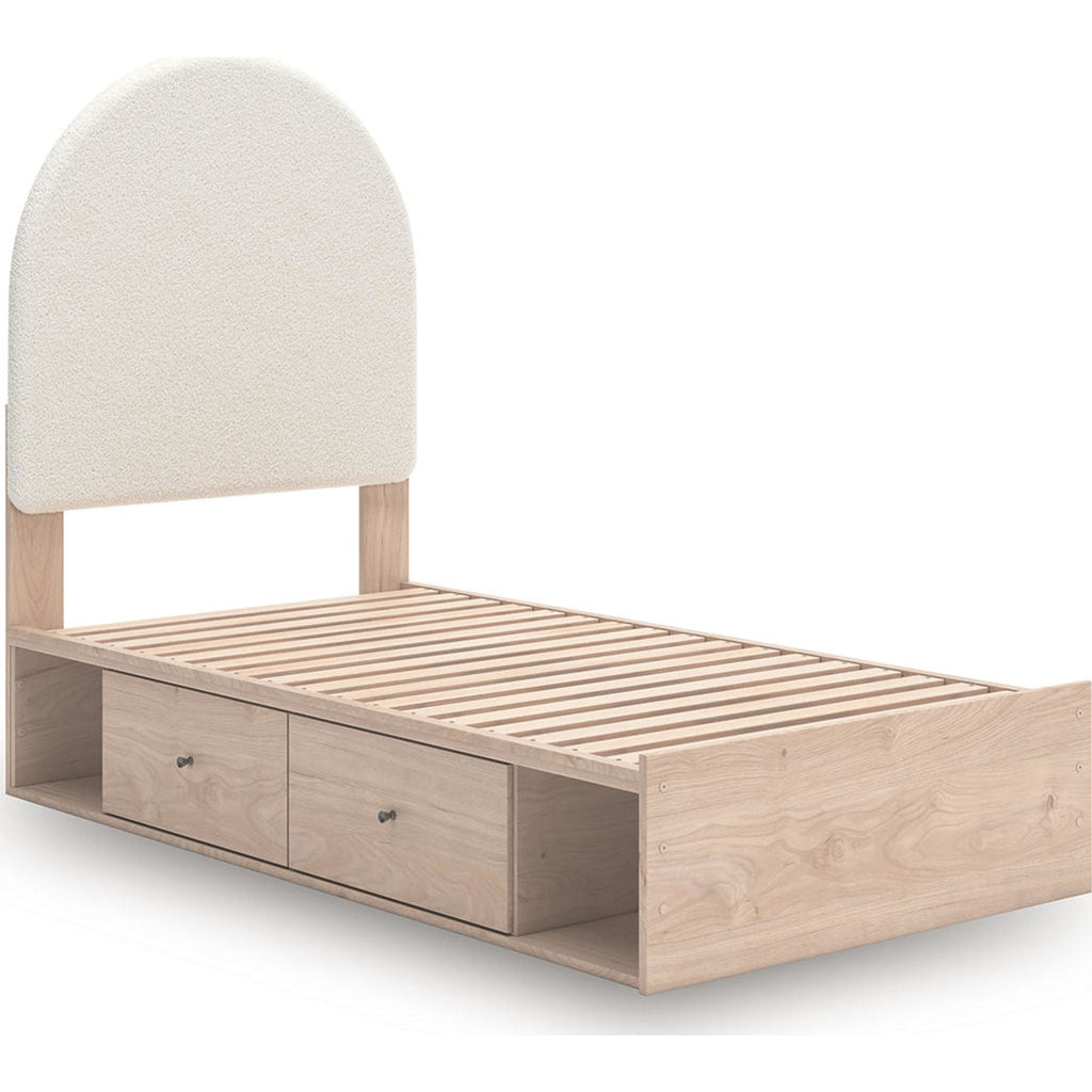 Arloster Platform Bed with 4 Drawer Storage - Tan/White
