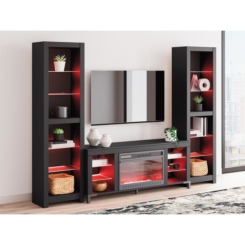 Cayberry Entertainment Unit with Fireplace - Black