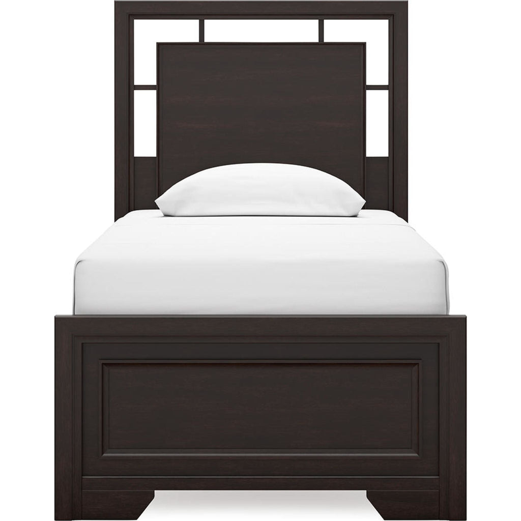 Covetown 6 Piece Twin Panel Bedroom - Dark Brown