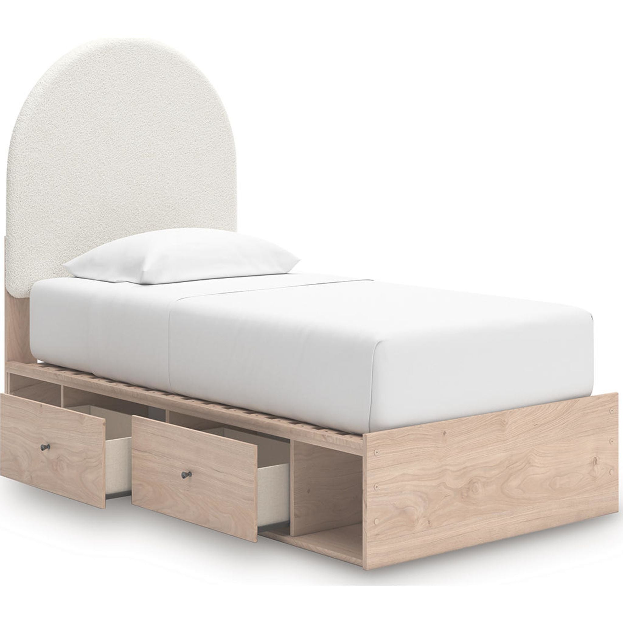 Arloster Platform Bed with 4 Drawer Storage - Tan/White