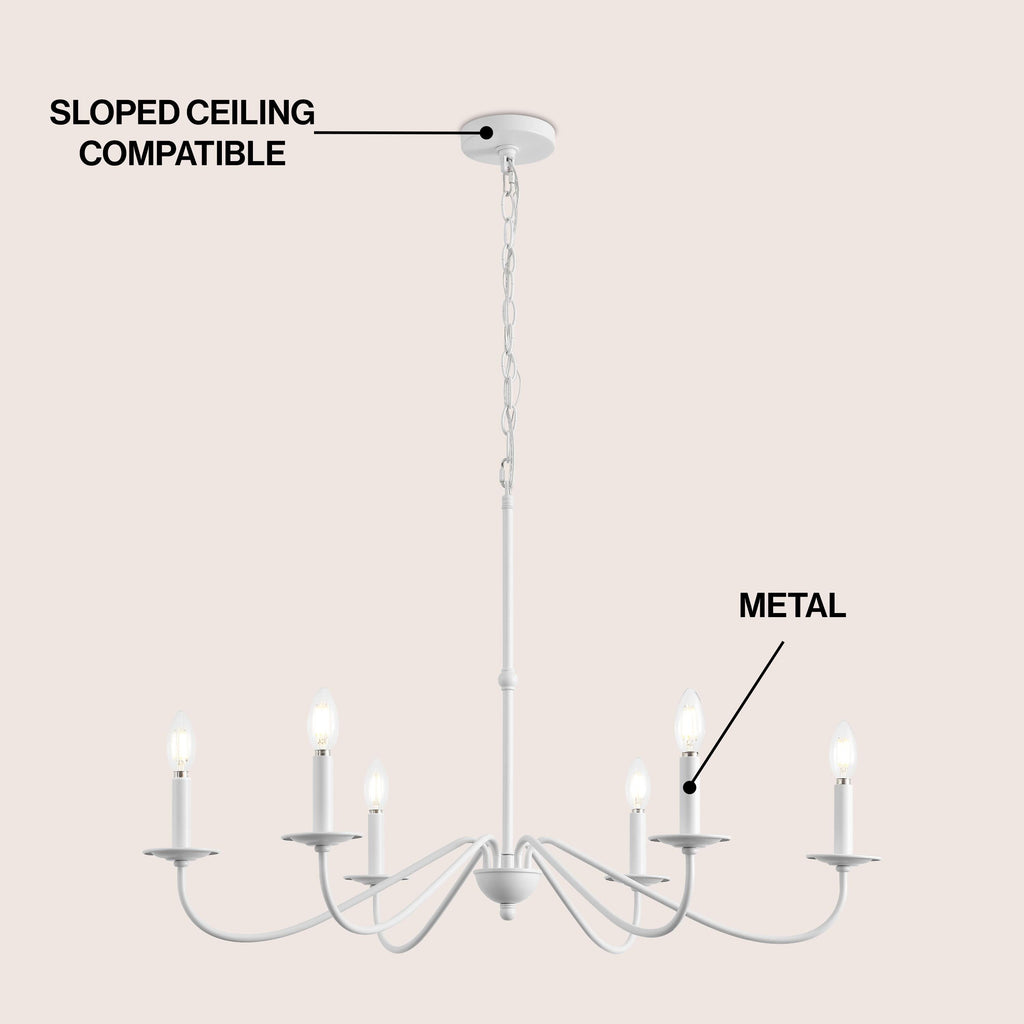 34.75 6-Light Iron LED Chandelier, by JONATHAN Y