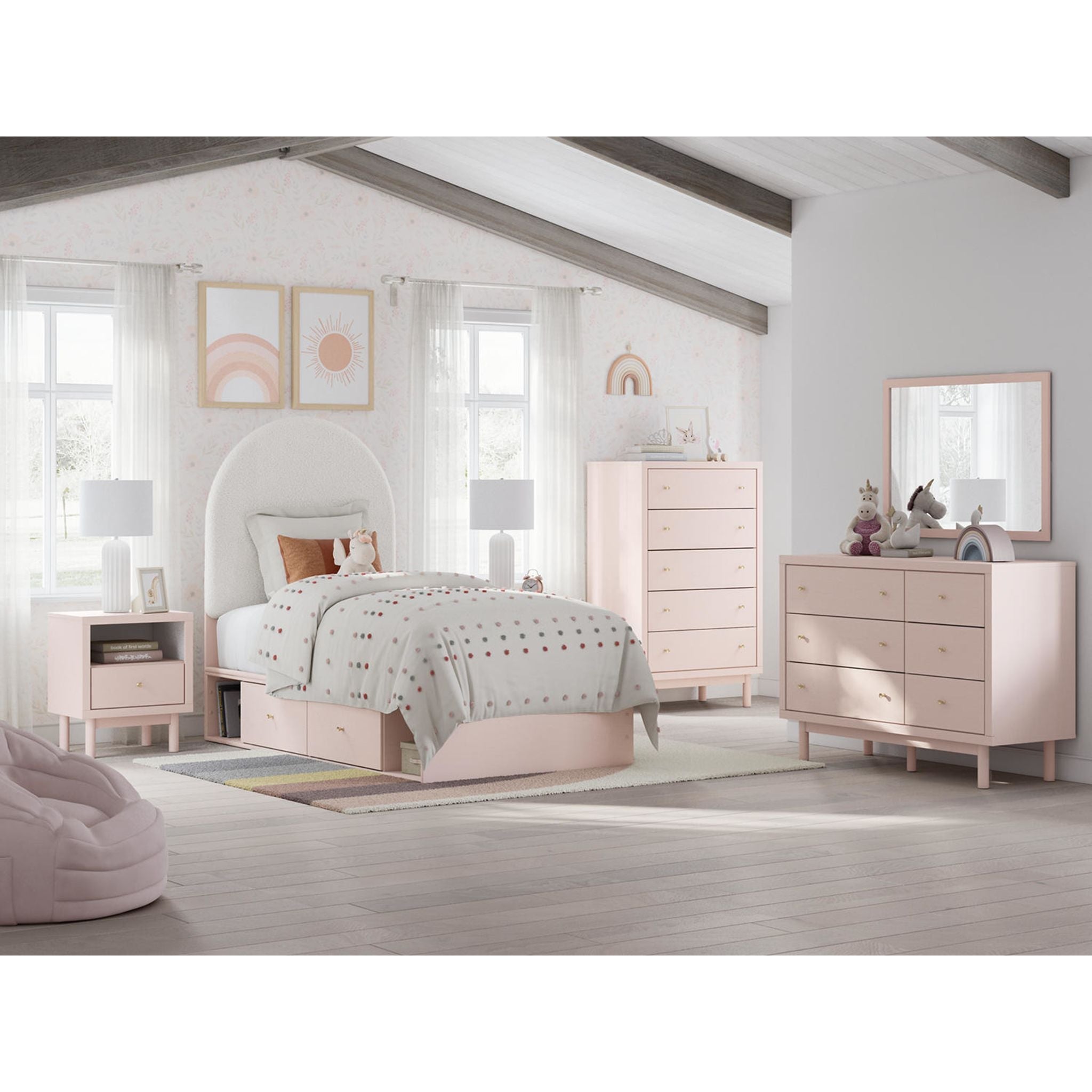 Wistenpine Twin Storage Bed - Blush