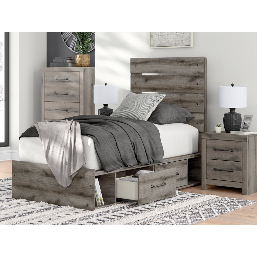 Graystorm Twin Storage Bed - Brown Gray