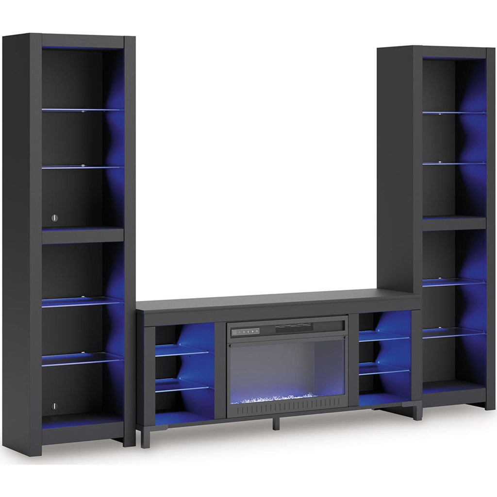 Cayberry Entertainment Unit with Fireplace - Black