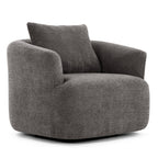 360° Swivel Chair, 38.2 Boucle Accent Chair with Throw Pillow, Upholstered Barrel Sofa Chair with Curved Armrests