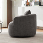 360° Swivel Chair, 38.2 Boucle Accent Chair with Throw Pillow, Upholstered Barrel Sofa Chair with Curved Armrests