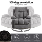 360° Swivel Recliner Chair with Massage, Heat, USB, and Cup Holders