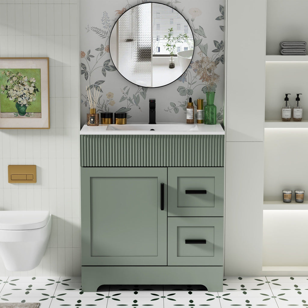 Wavy Line 30/36/48 Bathroom Vanity Set with Sink & Faucet