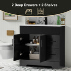 Wavy Line 30/36/48 Bathroom Vanity Set with Sink & Faucet