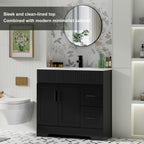 Wavy Line 30/36/48 Bathroom Vanity Set with Sink & Faucet