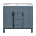 36'' Modern Bathroom Vanity with Top Sink and Mirror Cabinet,2 Doors and 2 Drawers