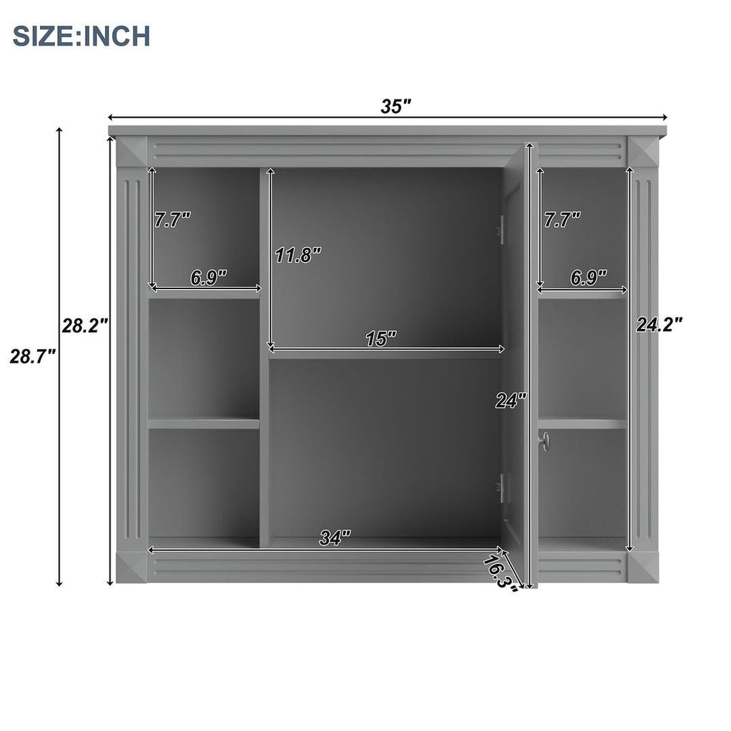 36'' Modern Bathroom Vanity with Top Sink and Mirror Cabinet,2 Doors and 2 Drawers