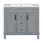 36'' Modern Bathroom Vanity with Top Sink and Mirror Cabinet,2 Doors and 2 Drawers