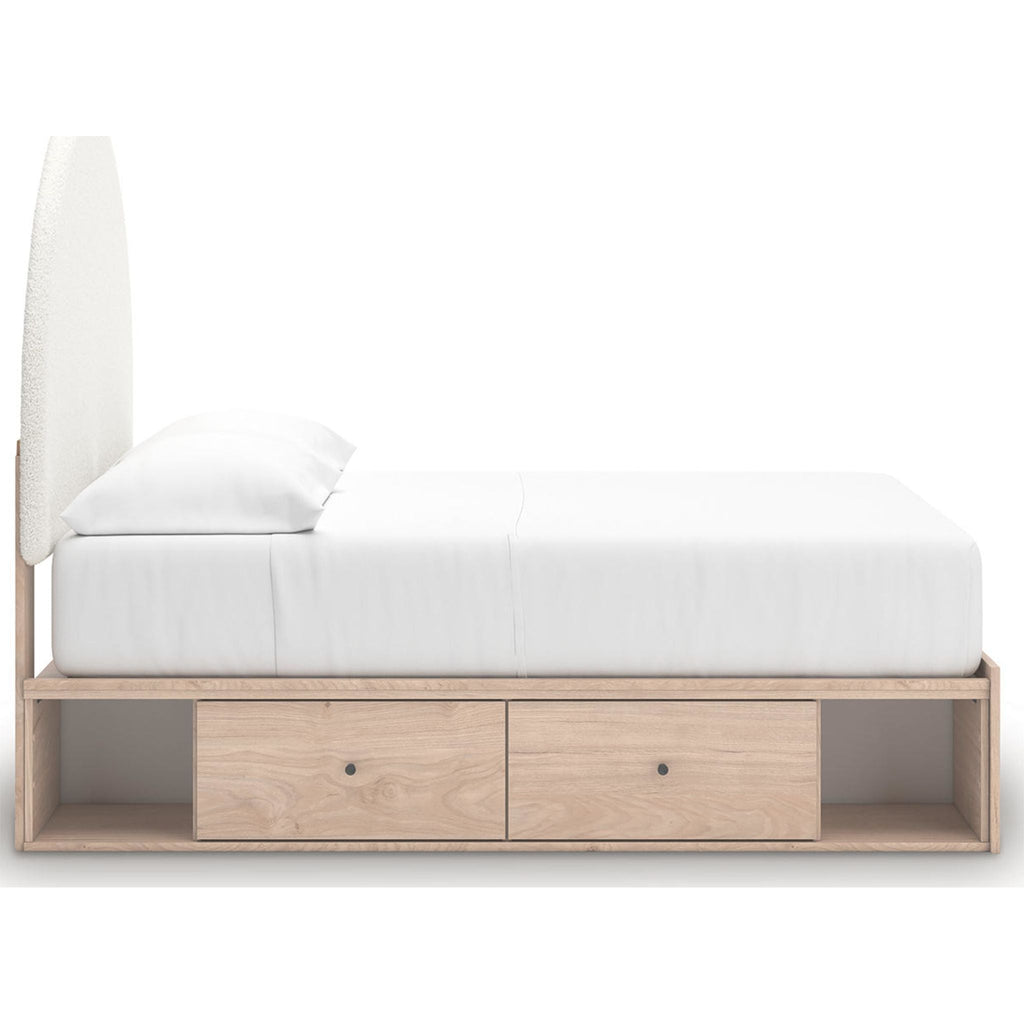 Arloster Platform Bed with 4 Drawer Storage - Tan/White