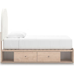 Arloster Platform Bed with 4 Drawer Storage - Tan/White