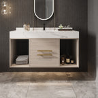 39.4 '' Floating Bathroom Vanity with Ceramic sink,Wall Hung Vanity 2 Soft Close Drawer and white slate top - 39'4 x 18'9
