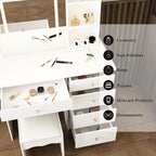 39.4'' W Dresser Makeup Vanity Set with Stool and Mirror Room