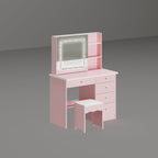 39.4'' Wide Makeup Vanity Set with Stool and Mirror