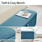 39.5 Off White Boucle Storage Ottoman Bench Sherpa Storage Bench Ottoman Foot Rest End of Bed for Living Room Bedroom,Wood Leg