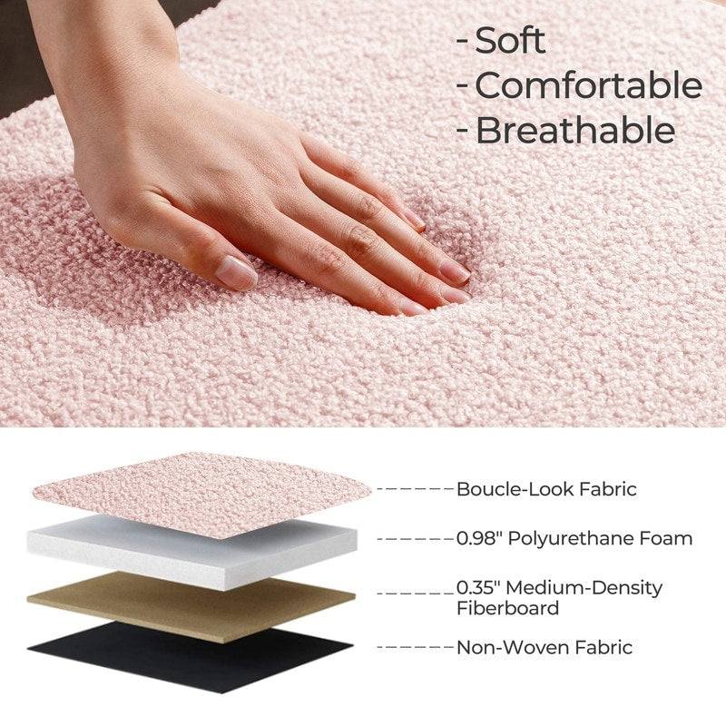 39.5 Off White Boucle Storage Ottoman Bench Sherpa Storage Bench Ottoman Foot Rest End of Bed for Living Room Bedroom,Wood Leg