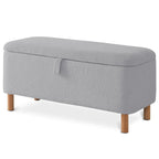 39.5 Off White Boucle Storage Ottoman Bench Sherpa Storage Bench Ottoman Foot Rest End of Bed for Living Room Bedroom,Wood Leg