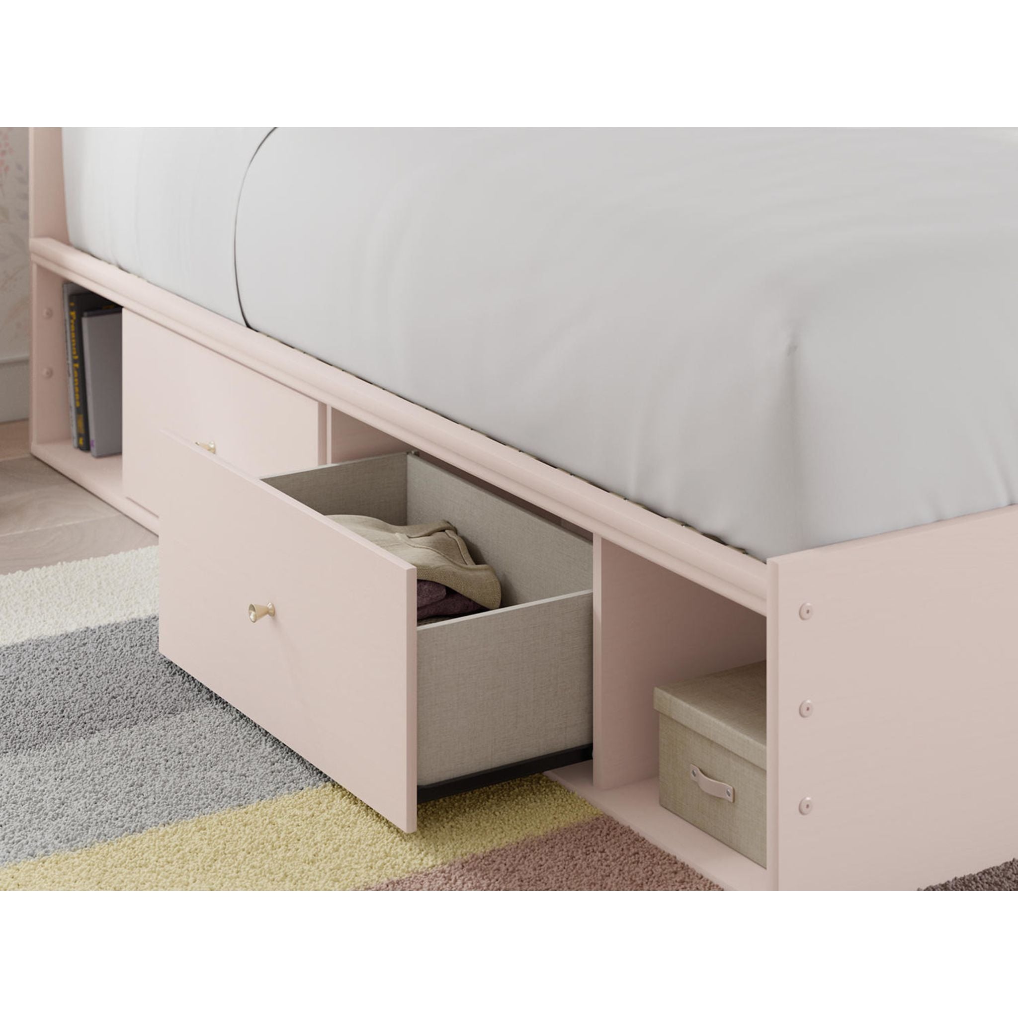 Wistenpine Twin Storage Bed - Blush
