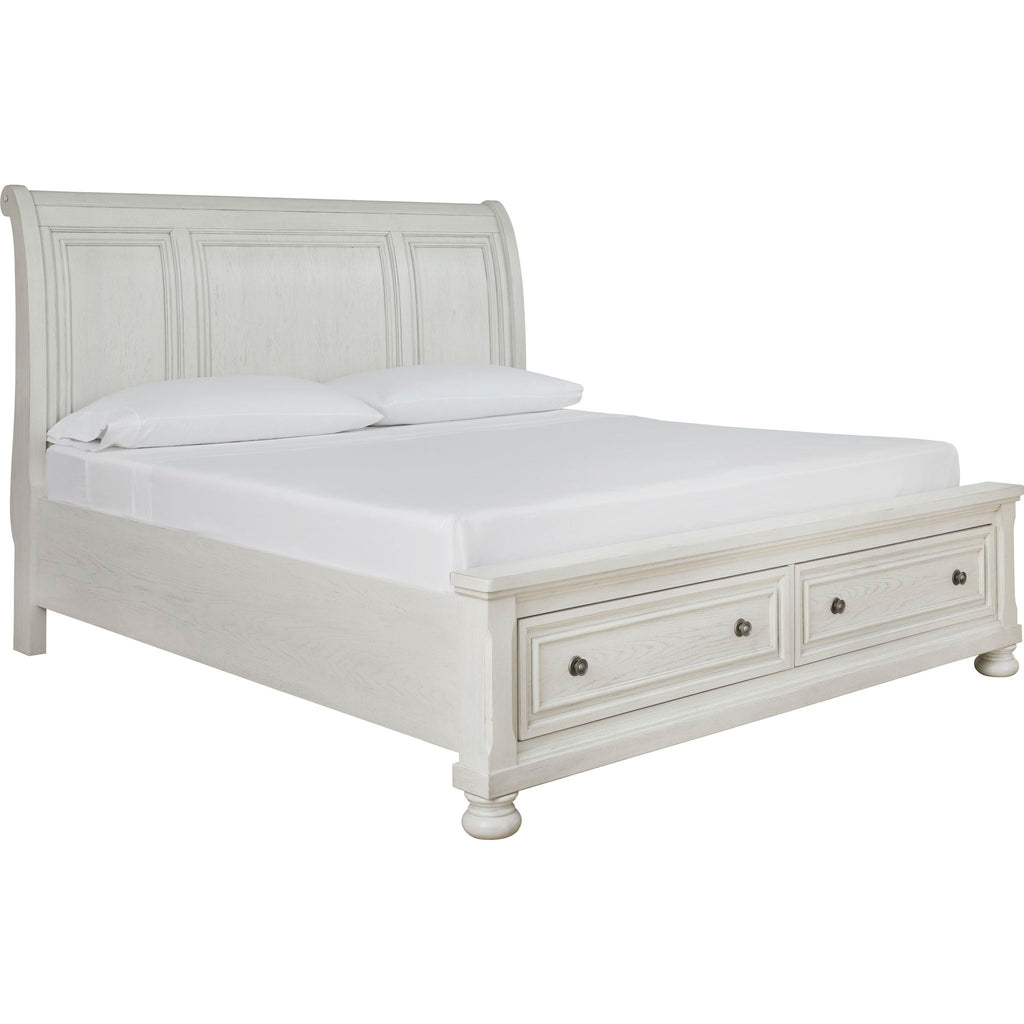 Robbinsdale 5 Piece King Sleigh Bedroom - Antique White