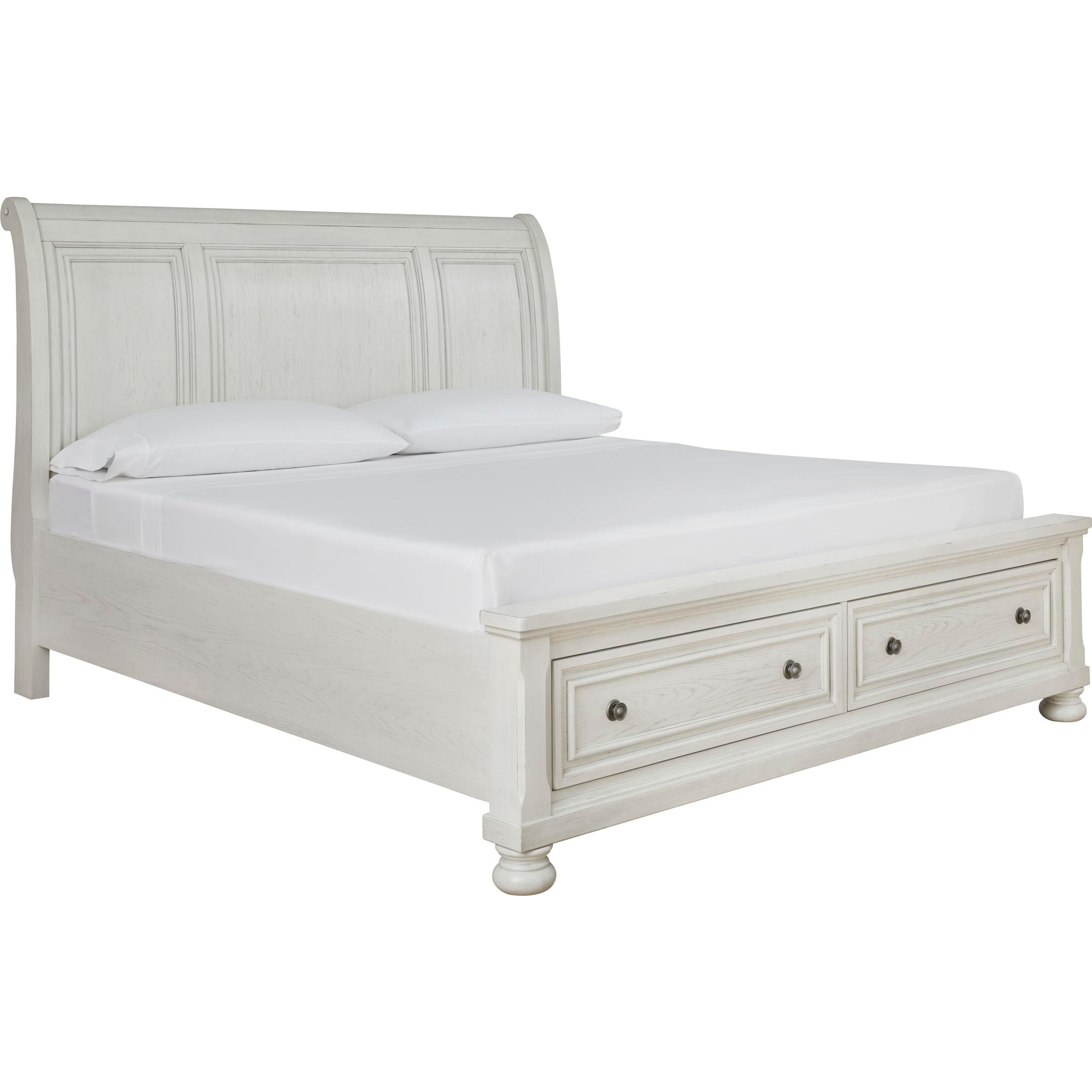Robbinsdale 5 Piece King Sleigh Bedroom - Antique White