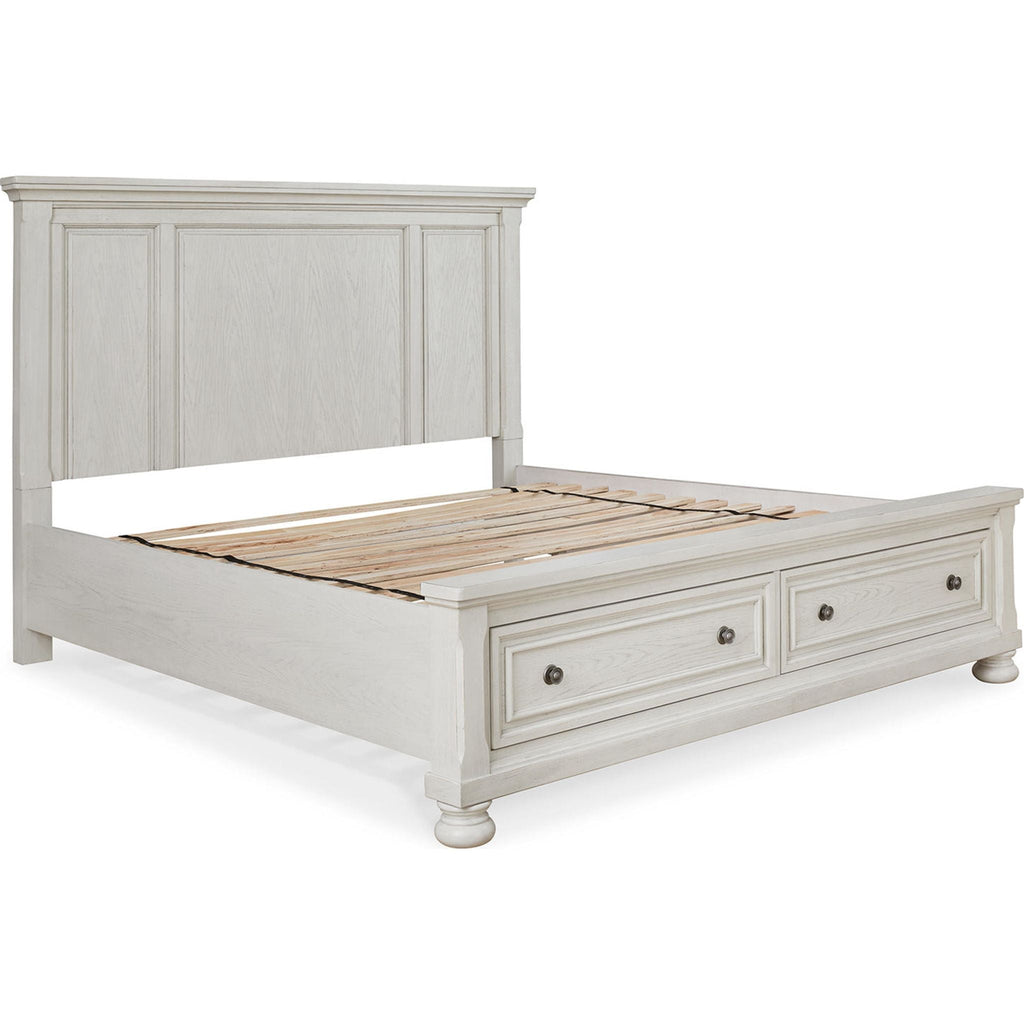 Robbinsdale King Panel Bed - Antique White