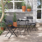 3pc Metal Folding Bistro Set, Weather-Resistant Outdoor/Indoor Conversation Set for Patio, Yard, Garden