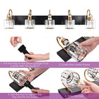 Chrome/ Black/ Gold Modern Over Mirror Crystal Bathroom Restroom Wall Lighting Fixtures Bath Lights Vanity Light