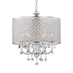 Round Beaded Drum Chandelier with Hanging Crystals