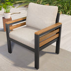 4-Piece Outdoor Sofa Set for 5 People with Removable Cushion & Solid Wood Coffee Table