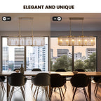 40 in. Linear Modern Crystal Chandeliers 16-Light Brass Gold Rectangular Chandelier for Dining Living Room Kitchen Island