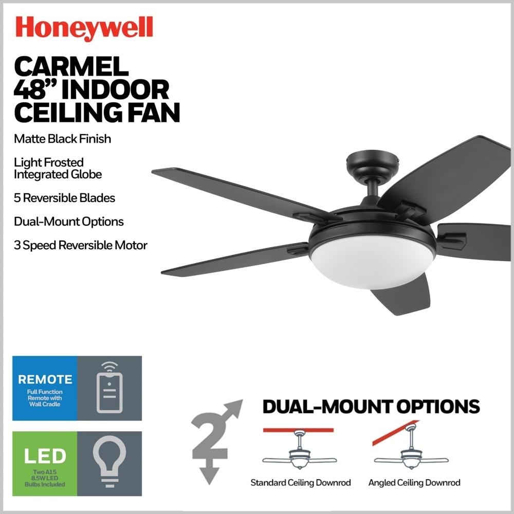48 Honeywell Carmel Ceiling Fan with Integrated Light and Remote