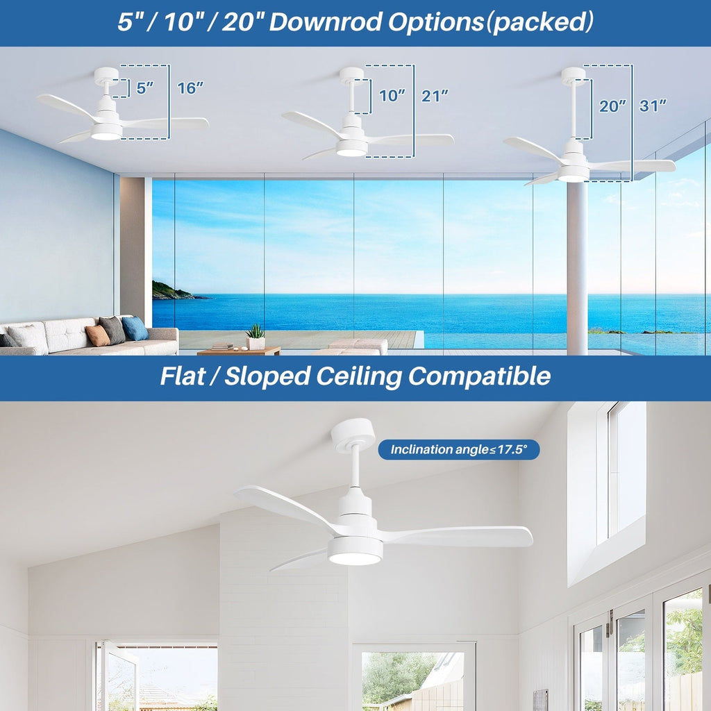48 and 52 Integrated LED Ceiling Fan with Light and Remote, Reversible DC Motor