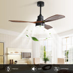 48 and 52 Integrated LED Ceiling Fan with Light and Remote, Reversible DC Motor