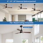 48 and 52 Integrated LED Ceiling Fan with Light and Remote, Reversible DC Motor