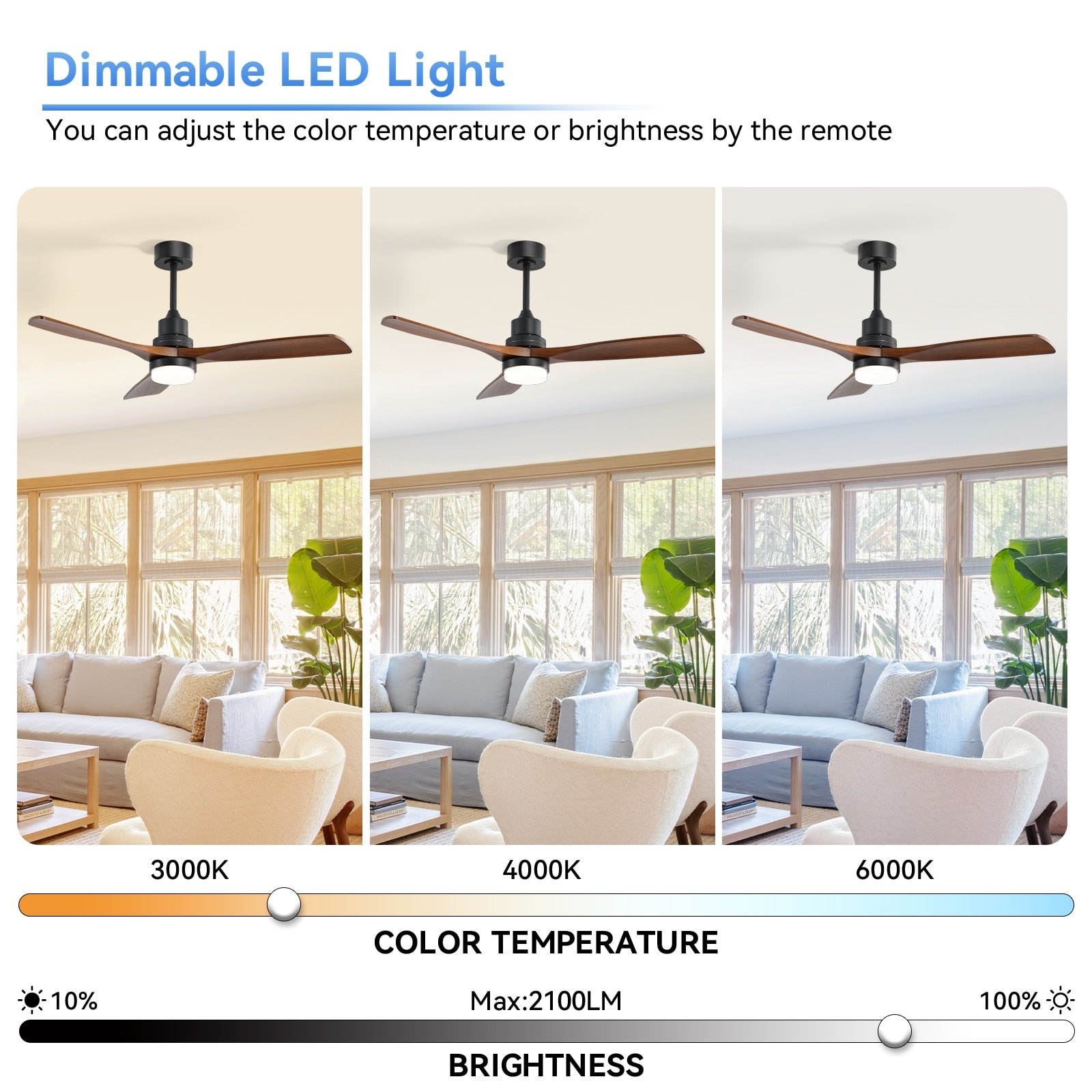 48 and 52 Integrated LED Ceiling Fan with Light and Remote, Reversible DC Motor