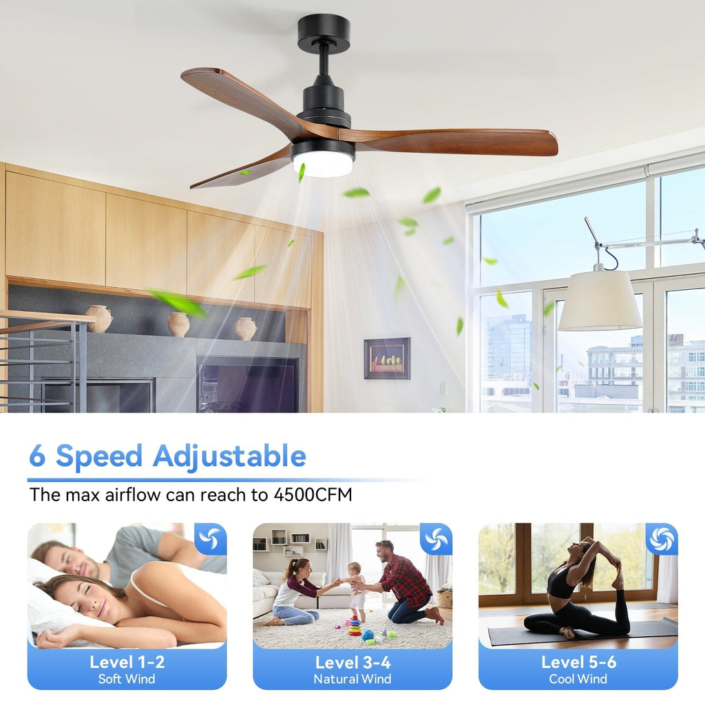 48 and 52 Integrated LED Ceiling Fan with Light and Remote, Reversible DC Motor
