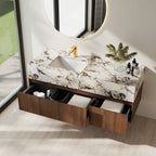 48'' Modern Single Bathroom Vanities, With Glossy Faux Marble Top, Solid Wood