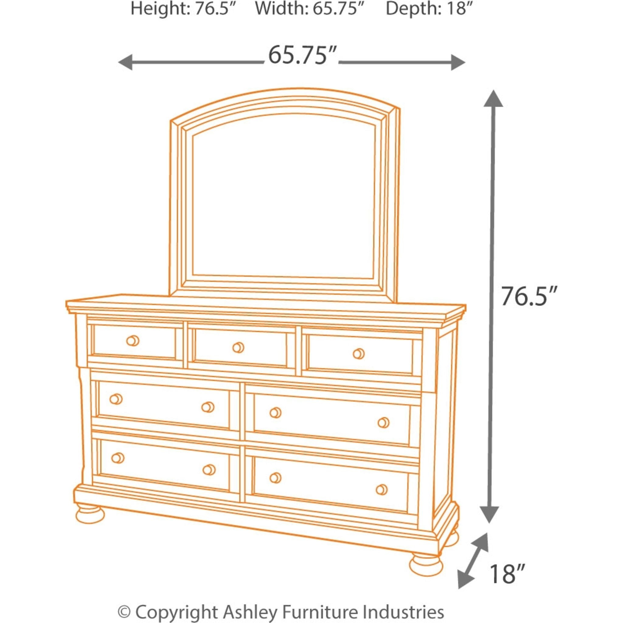 Porter Dresser and Mirror - Rustic Brown