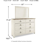 Willowton 6 Piece King Sleigh Bedroom - Whitewash