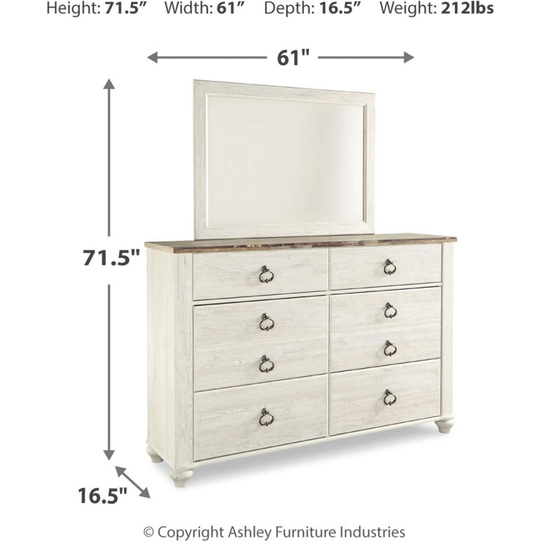 Willowton 6 Piece King Sleigh Bedroom - Whitewash