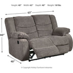Tulen Reclining Loveseat - Gray