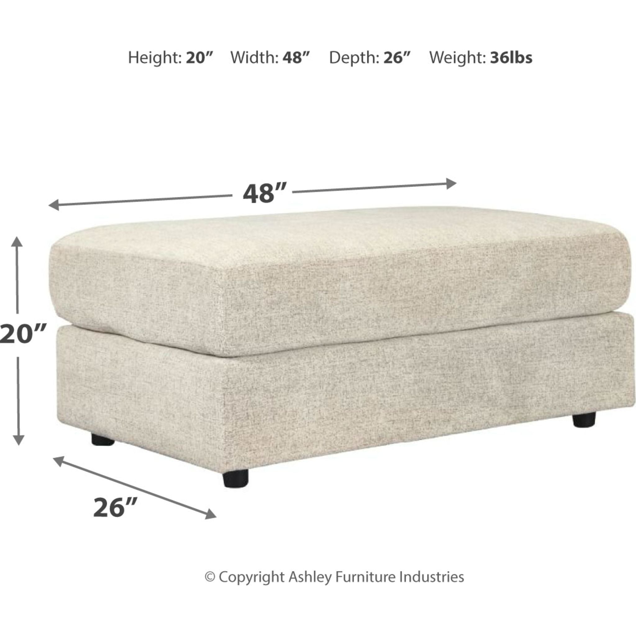 Soletren Oversized Accent Ottoman - Stone