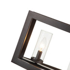 5-Light Mid-Century Modern Industrial Linear Kitchen Island Pendant Vintage Rectangle Glass Chandelier