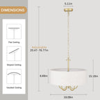 5-Light Modern Semi Flush Mount Ceiling Light for Dining Room Bedrooms Living Room - N/A
